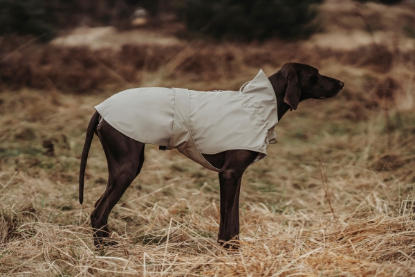 Hunde Regenmantel Milford taupe - Mit Reißverschluss für Geschirr